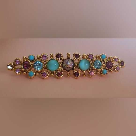 BEN-AMUN Vintage Multi-Stone Brooch Pin - Picture 3 of 7